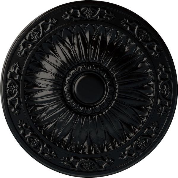 Ekena Millwork Lunel Ceiling Medallion (Fits Canopies up to 3 3/4"), Hand-Painted Jet Black, 20 1/4"OD x 1 1/2"P CM20LUBLF - main